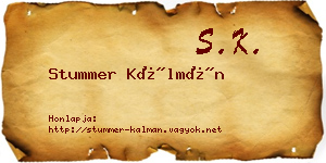 Stummer Kálmán névjegykártya