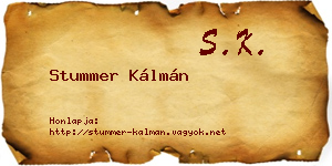 Stummer Kálmán névjegykártya